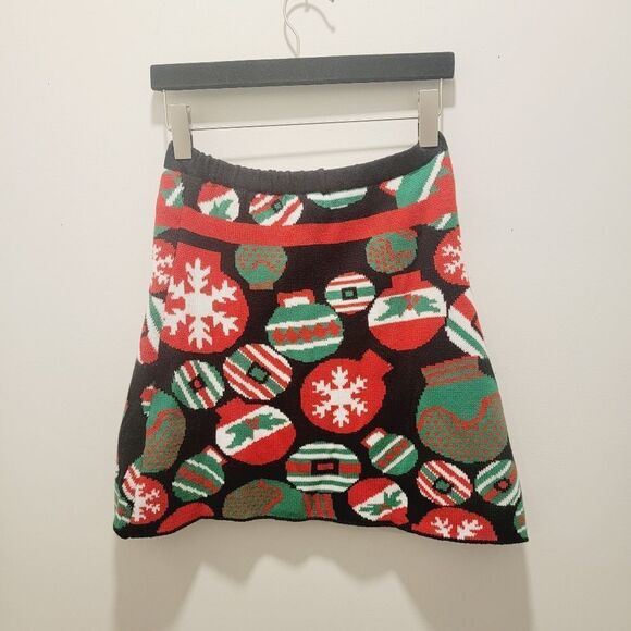 Merry Wear UGLY Christmas Tree Ornaments Knit Skirt Size M - Picture 2 of 8